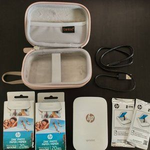 HP Sprocket Photo Printer with case & photo paper